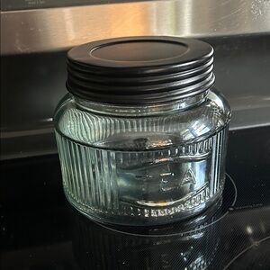 VINTAGE Ribbed Glass Embossed Tea Storage Apothecary Jar Canister
